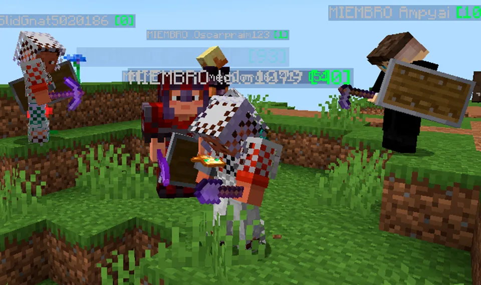 Players in armor with shields on the Los Taroleros Network Survival server