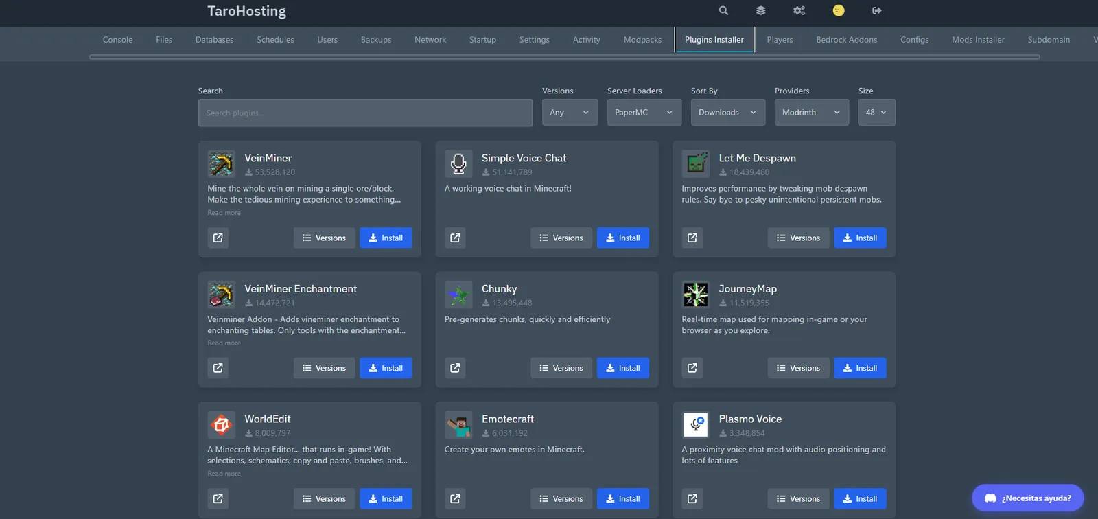Control Panel — Plugins